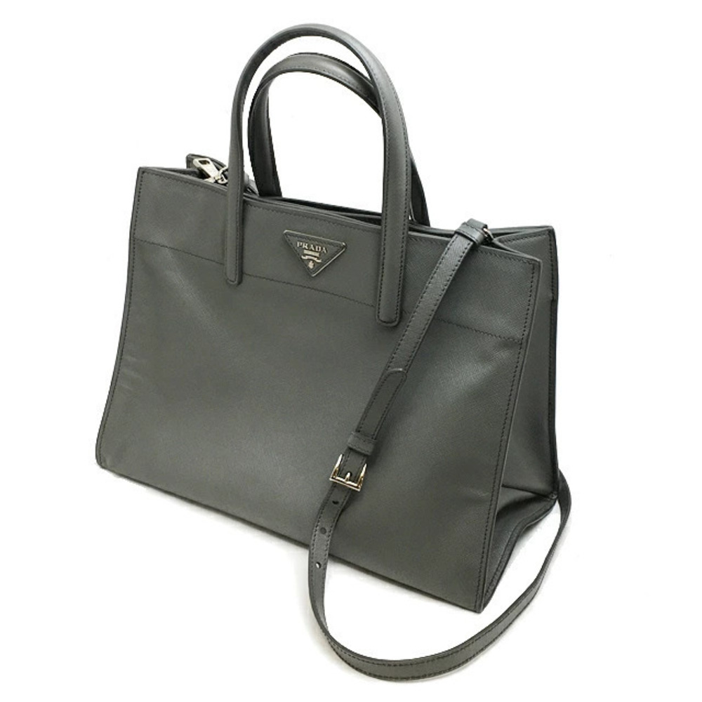 Prada Vitello Daino Shopping Leather Tote Bag Gray